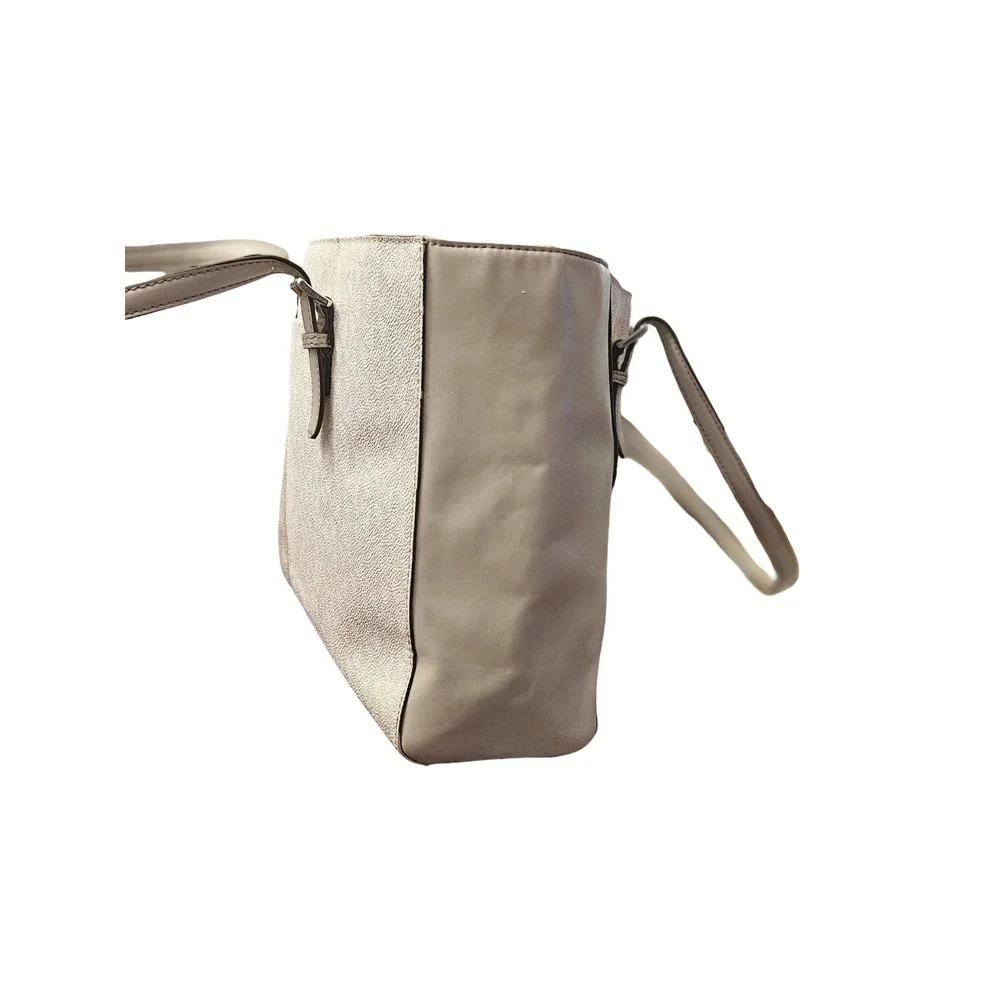 Michael Kors Women Cream Beige‎ Monogram MK Logo Tote Bag Shoulder Bag
